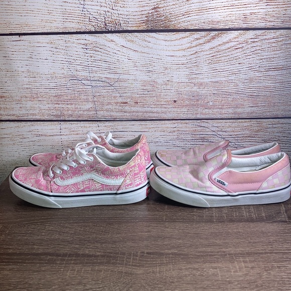 Bundle of 2 Girl Pre Owned Vans Size 3 Pink & White - Picture 5 of 10
